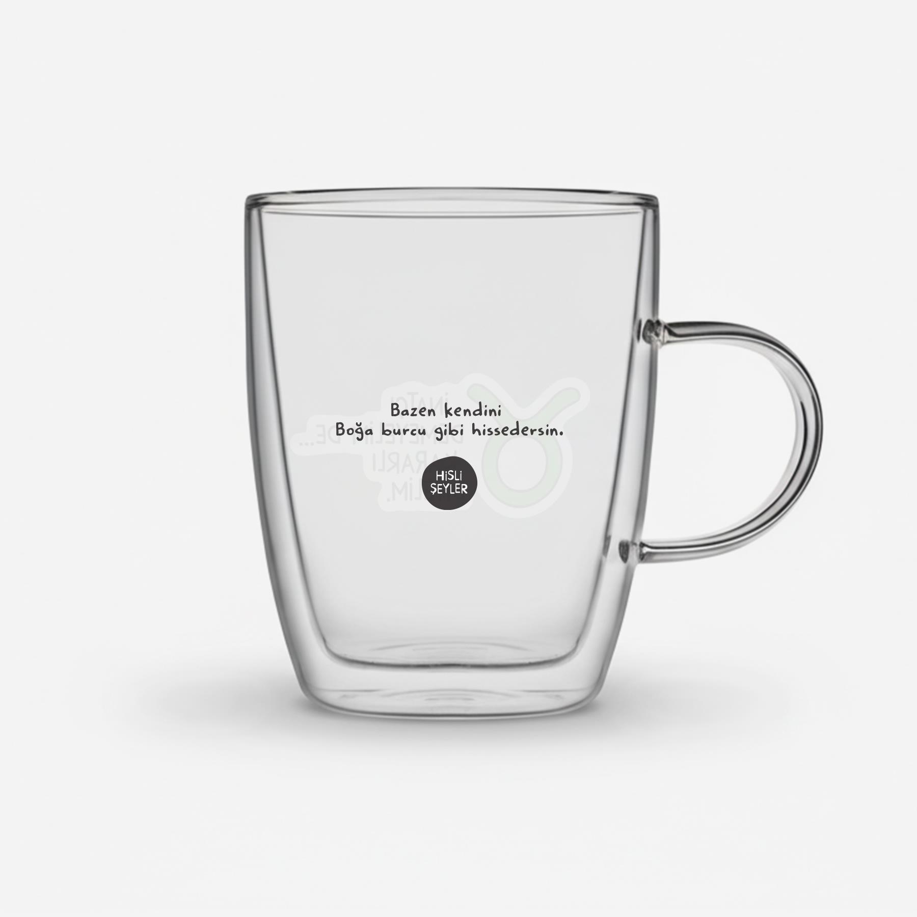 Hisli Şeyler Boğa Burcu Cam Kupa