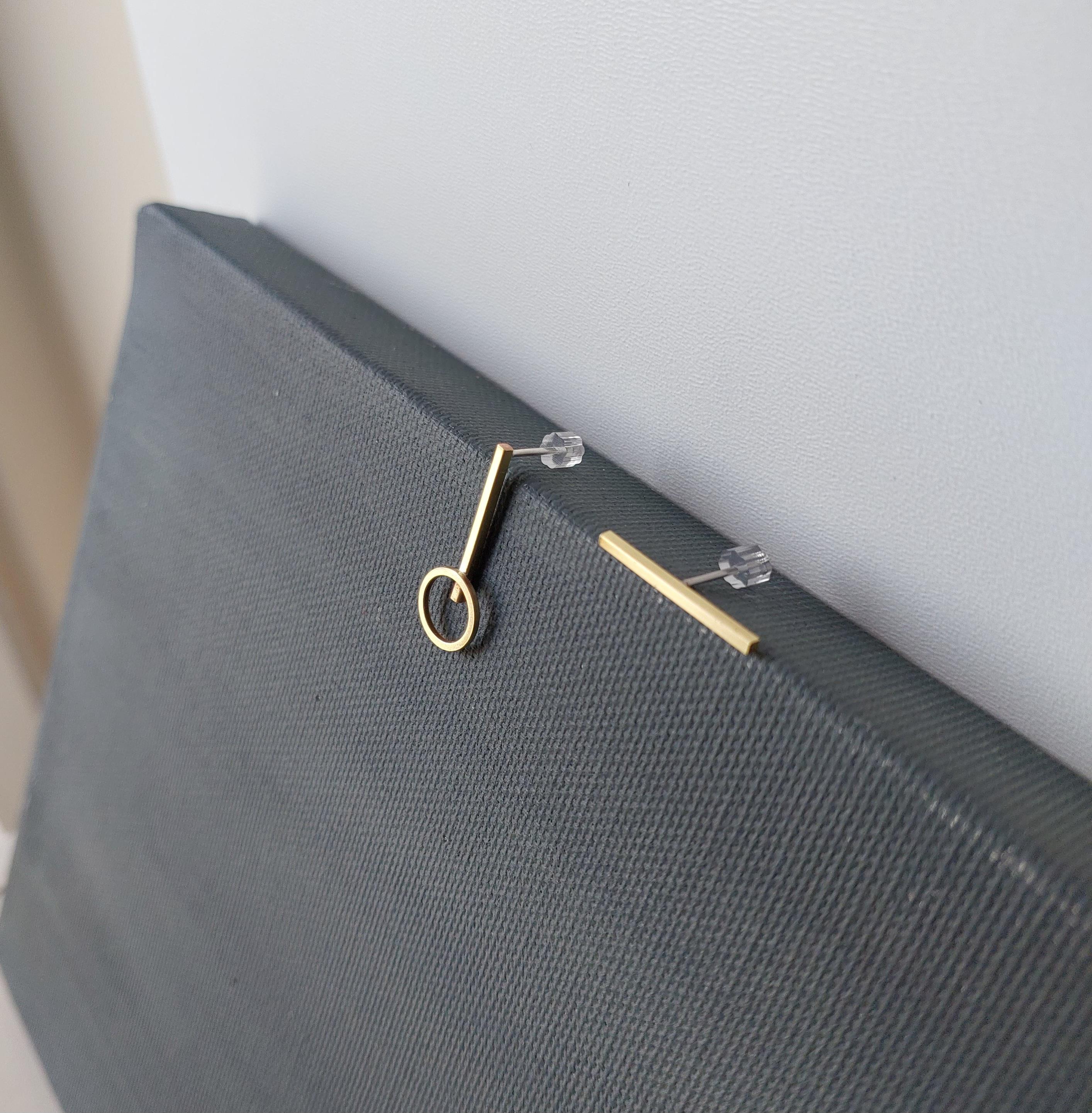 POJWoman | Bronz Asimetrik Küpe - Yatay