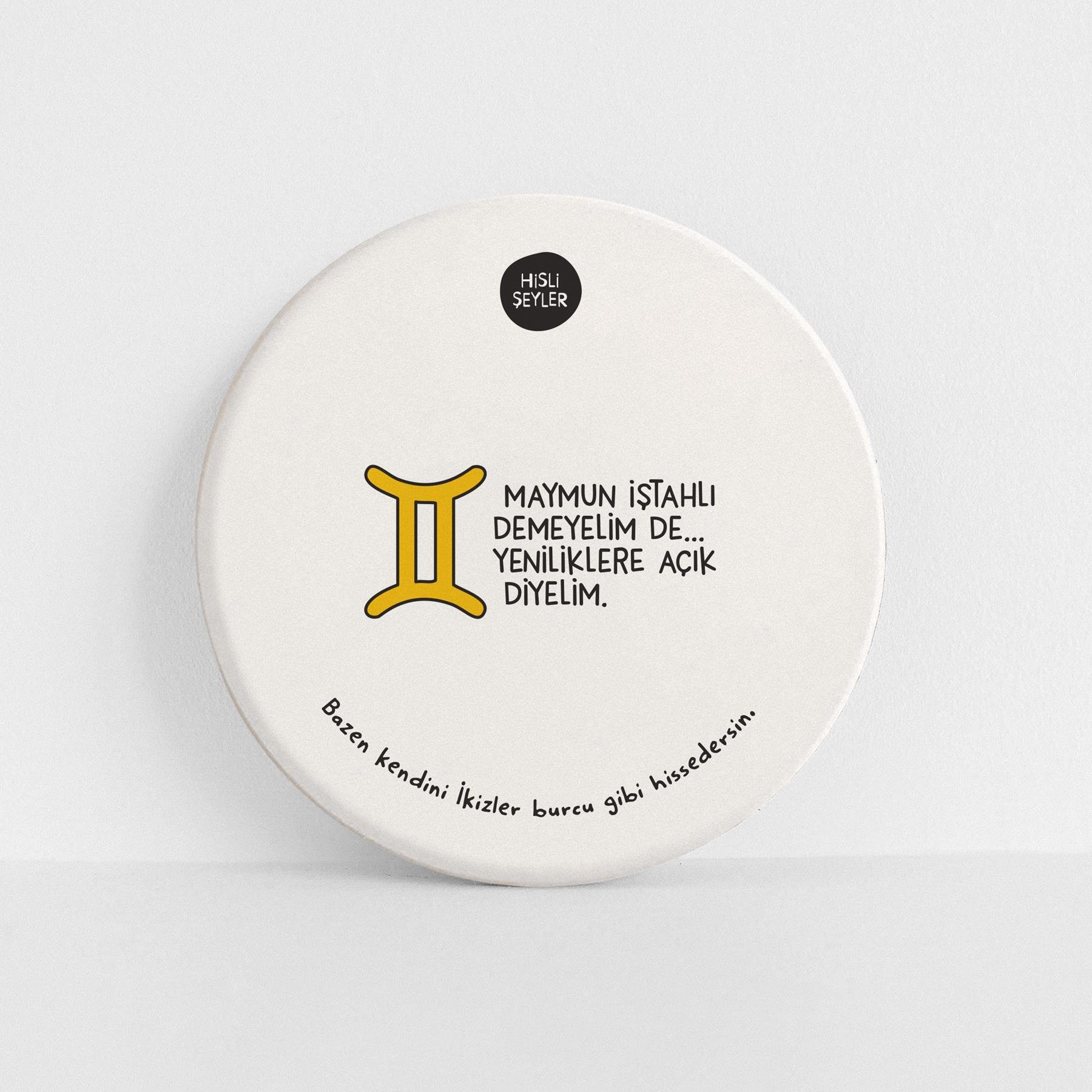 Hisli Şeyler İkizler Burcu Taş Bardak Altlığı