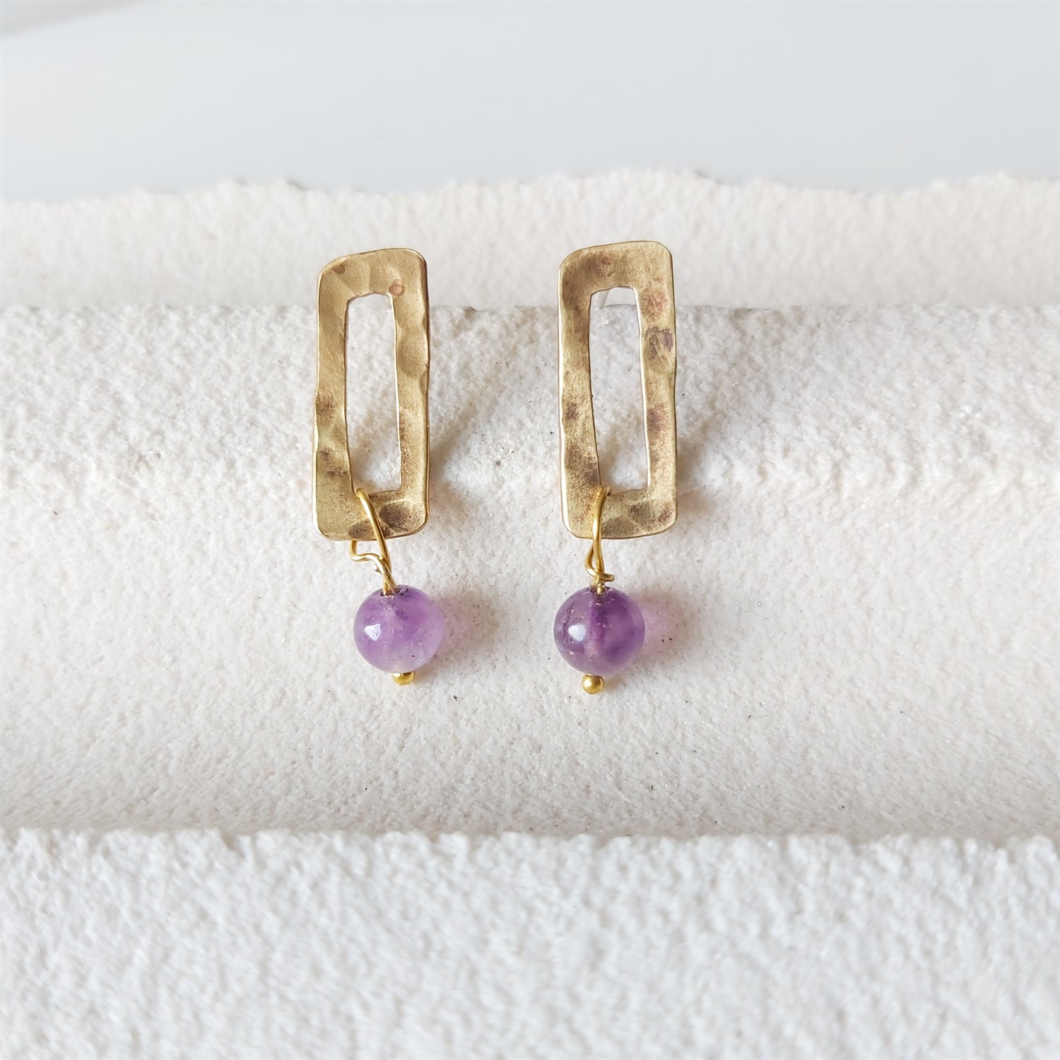 POJWoman | Pencerelerimde Menekşe Sallantılı Bronz Küpe