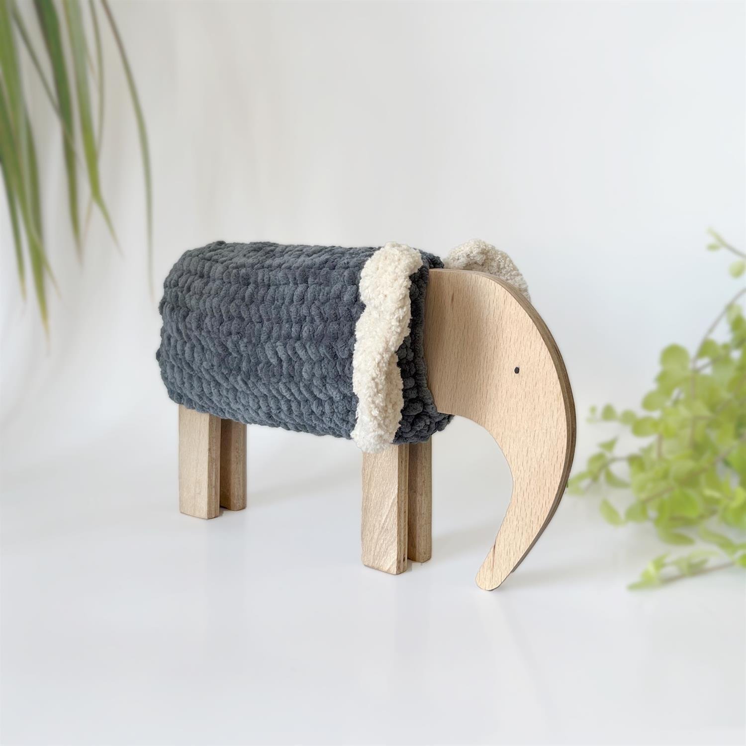 SevdiklerimizYabu | Ahşap & Yün Karışımı Oyuncak - Fil