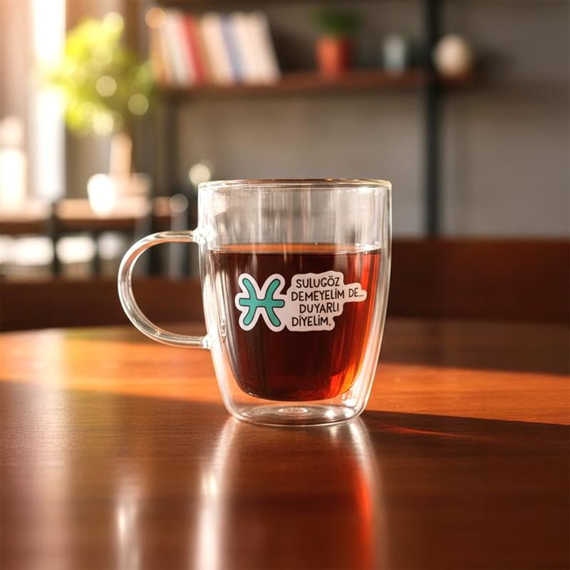 Hisli Şeyler Balık Burcu Cam Kupa