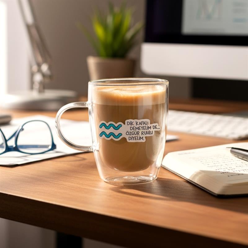 Hisli Şeyler Kova Burcu Cam Kupa
