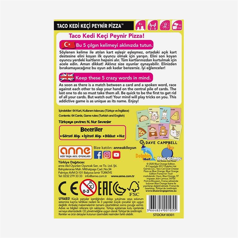 Taco Kedi Keçi Peynir Pizza Kutu Oyunu