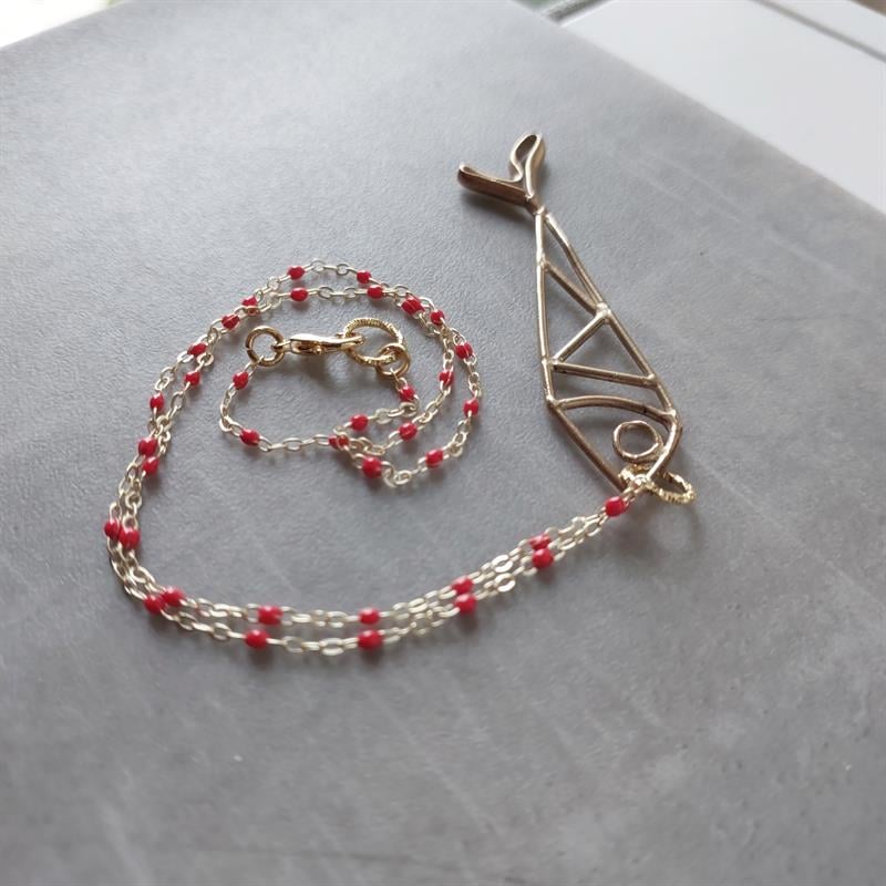 POJWoman | Kırmızı Mineli Balık Kolye