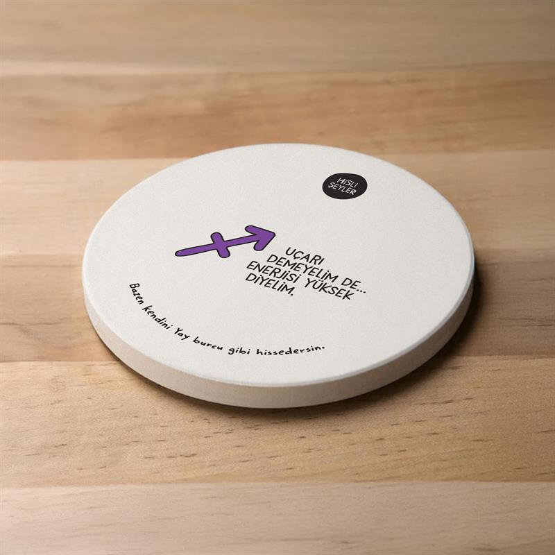 Hisli Şeyler Yay Burcu Taş Bardak Altlığı