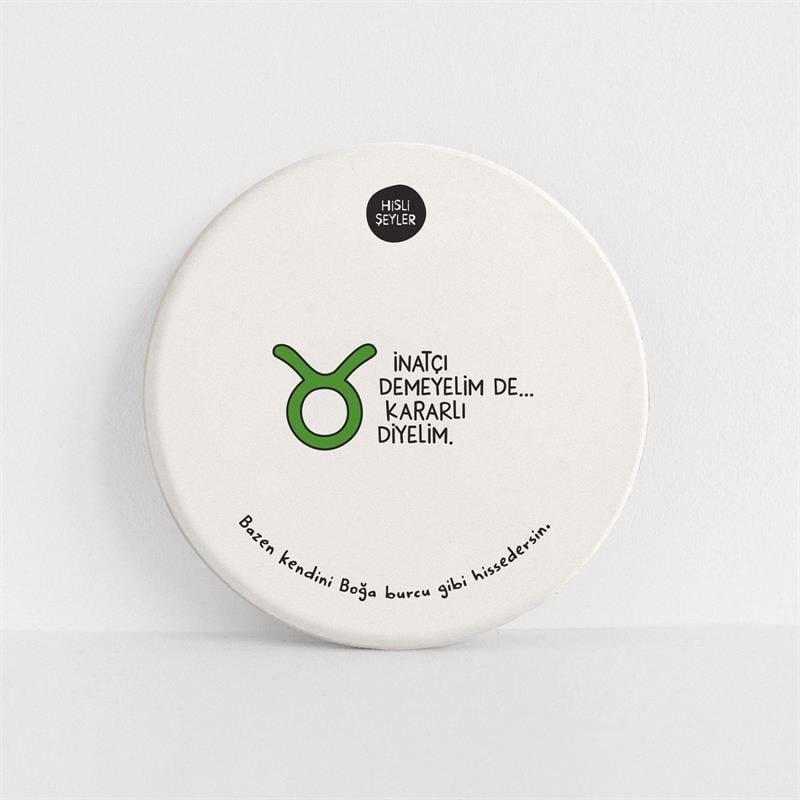 Hisli Şeyler Boğa Burcu Taş Bardak Altlığı