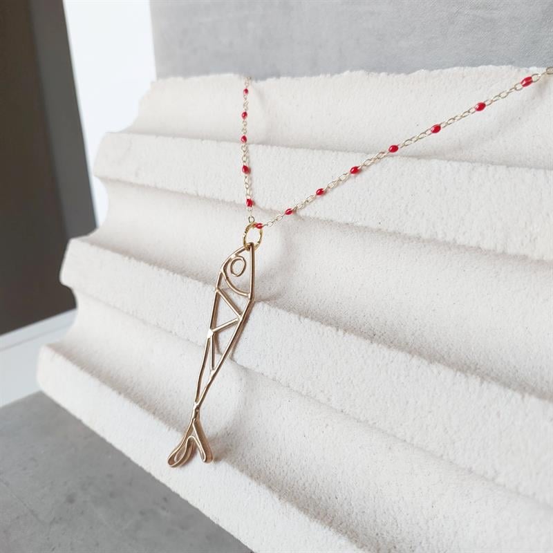 POJWoman | Kırmızı Mineli Balık Kolye