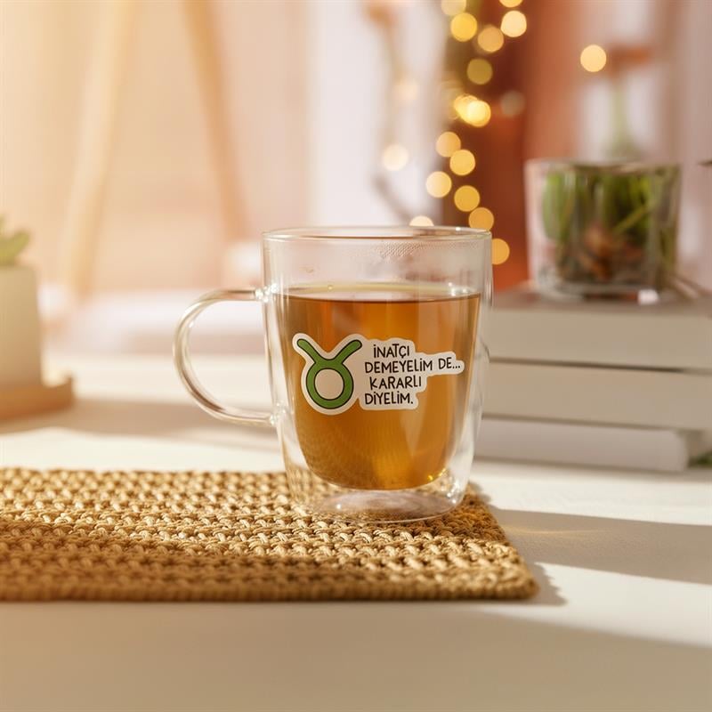 Hisli Şeyler Boğa Burcu Cam Kupa