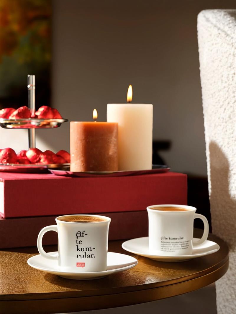 Çifte Kumrular Porselen Türk Kahvesi Seti 2li