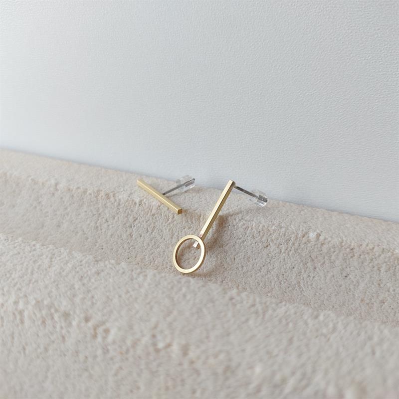 POJWoman | Bronz Asimetrik Küpe - Yatay