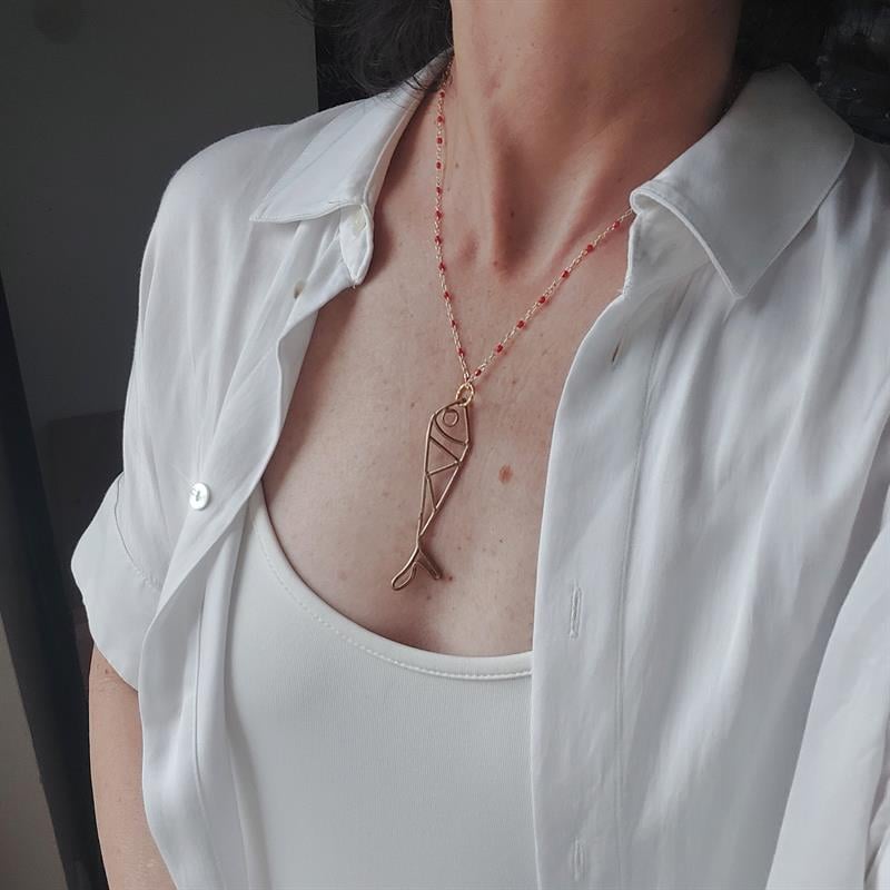 POJWoman | Kırmızı Mineli Balık Kolye