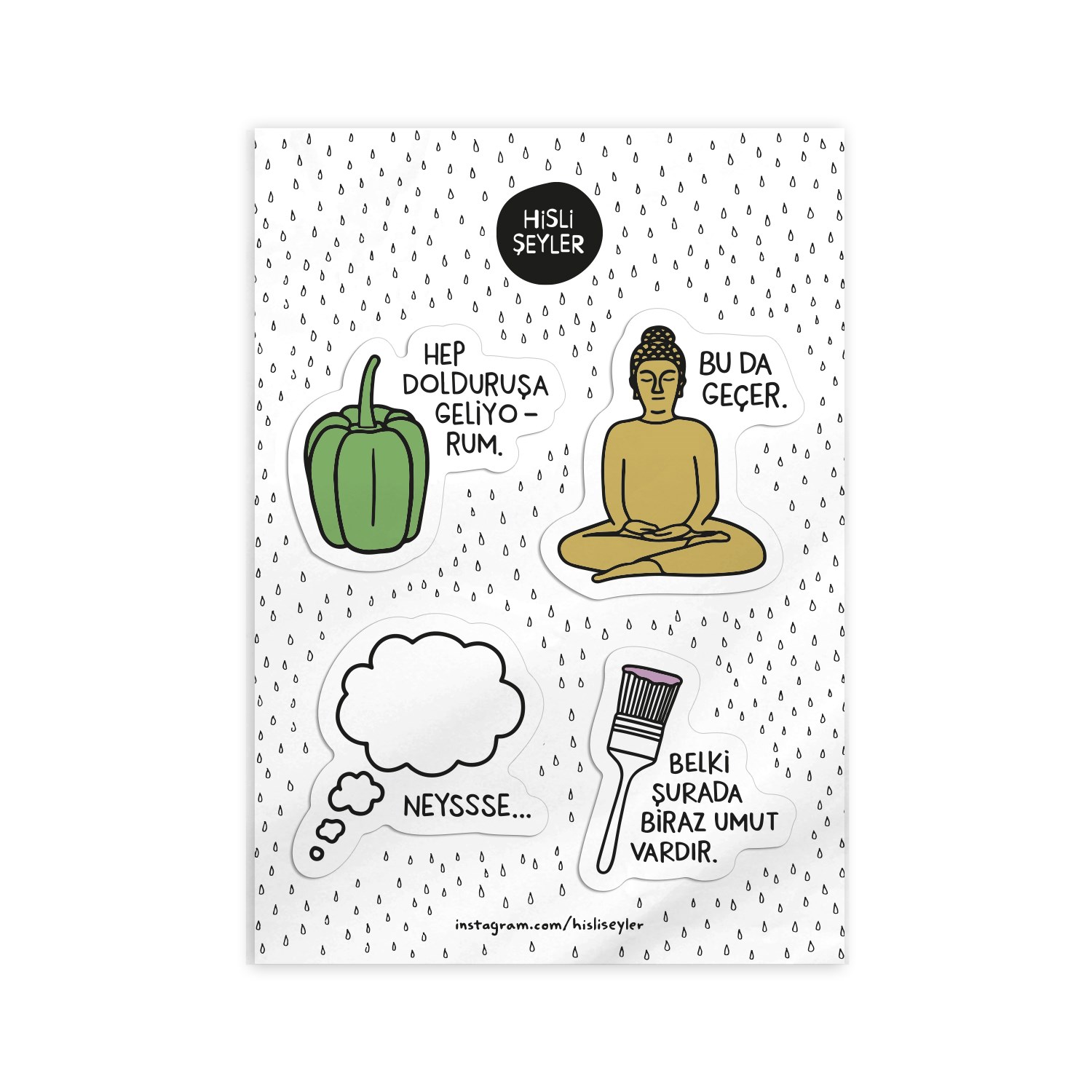 Hisli Şeyler 4lü Suya Dayanıklı Çıkartma Seti - Dolduruşa Geliyorum