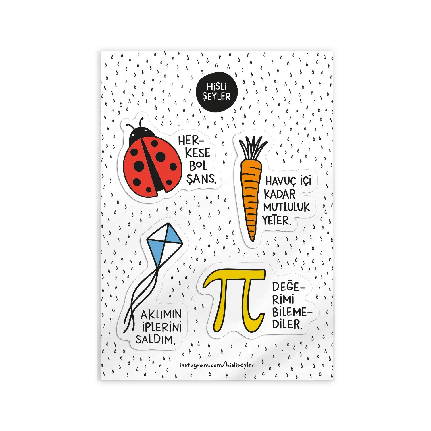 Hisli Şeyler 4lü Suya Dayanıklı Çıkartma Seti - Bol Şans