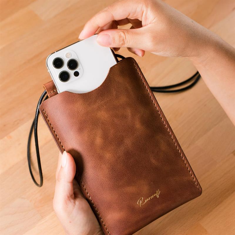 Roarcraft | Deri Telefon Çantası - Tobacco