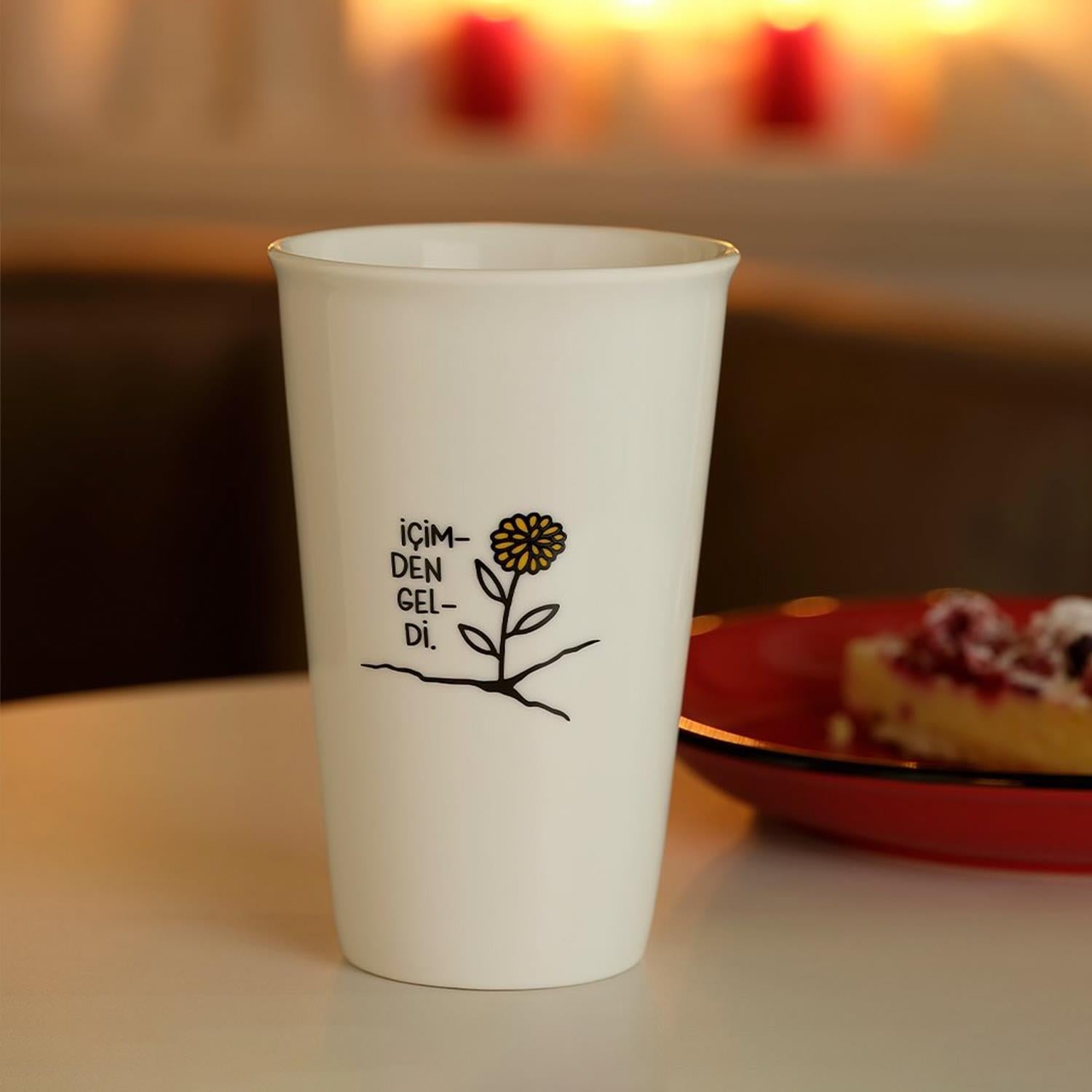 Hisli Şeylerİçimden Geldi Porselen Latte Bardağı 