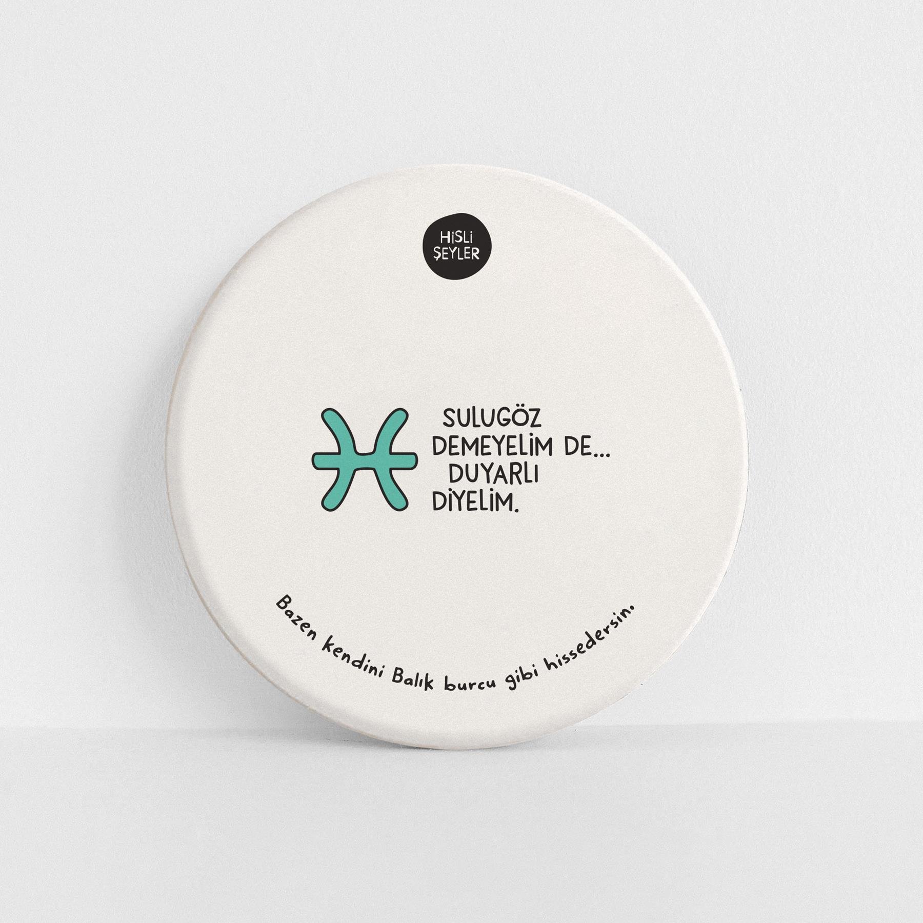 Hisli ŞeylerHisli Şeyler Balık Burcu Taş Bardak Altlığı