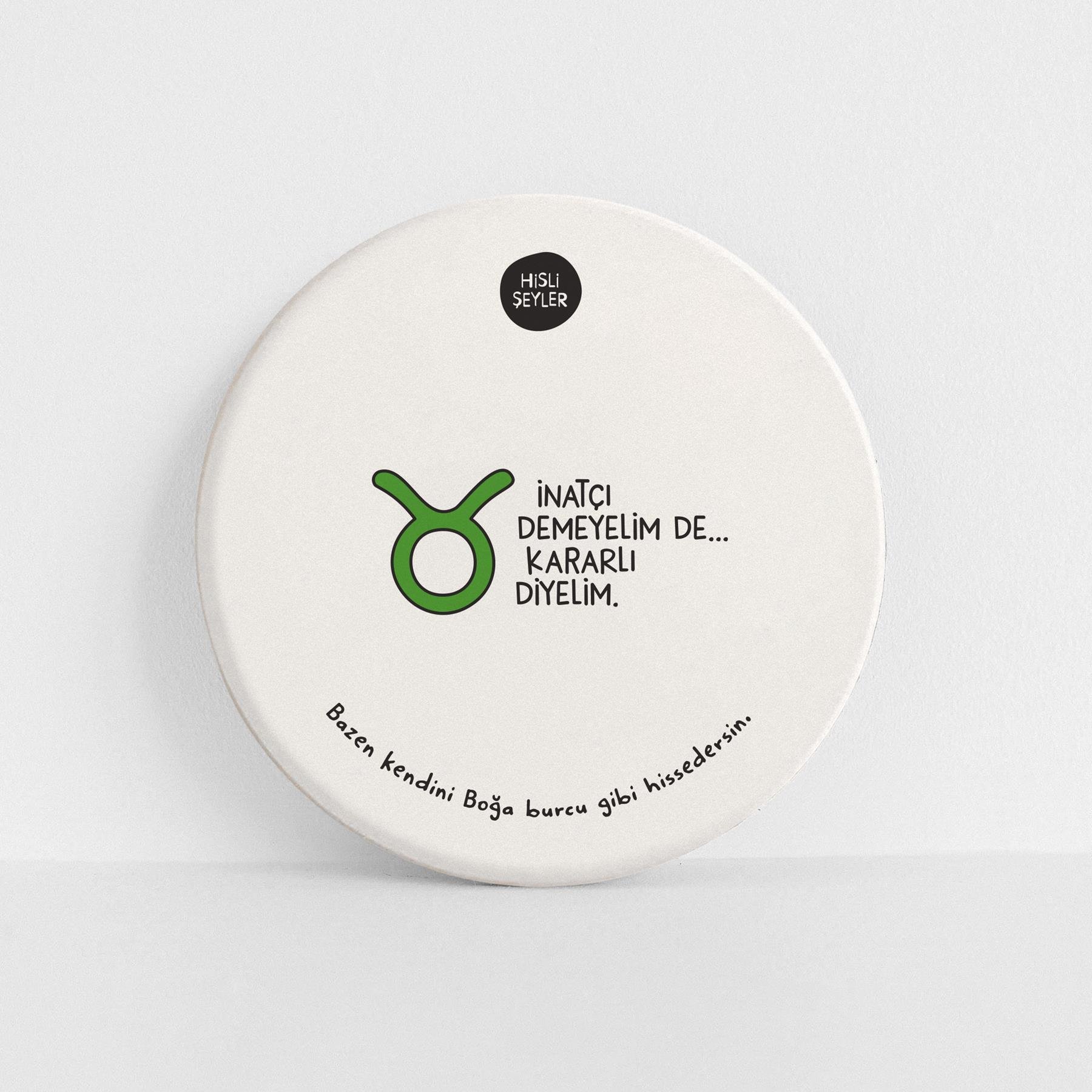 Hisli ŞeylerHisli Şeyler Boğa Burcu Taş Bardak Altlığı