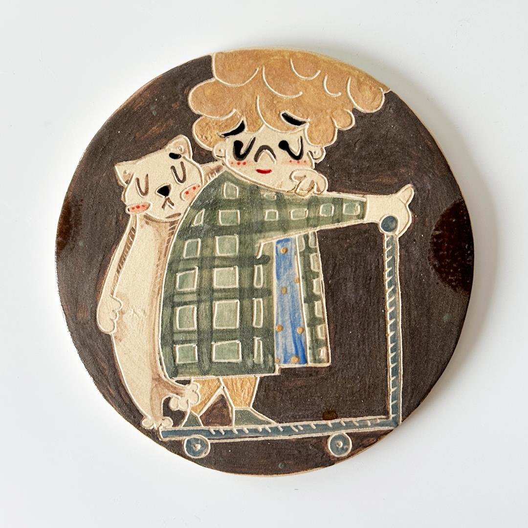 SevdiklerimizTip Ceramic | Büyük Boy Altlık - Kedi