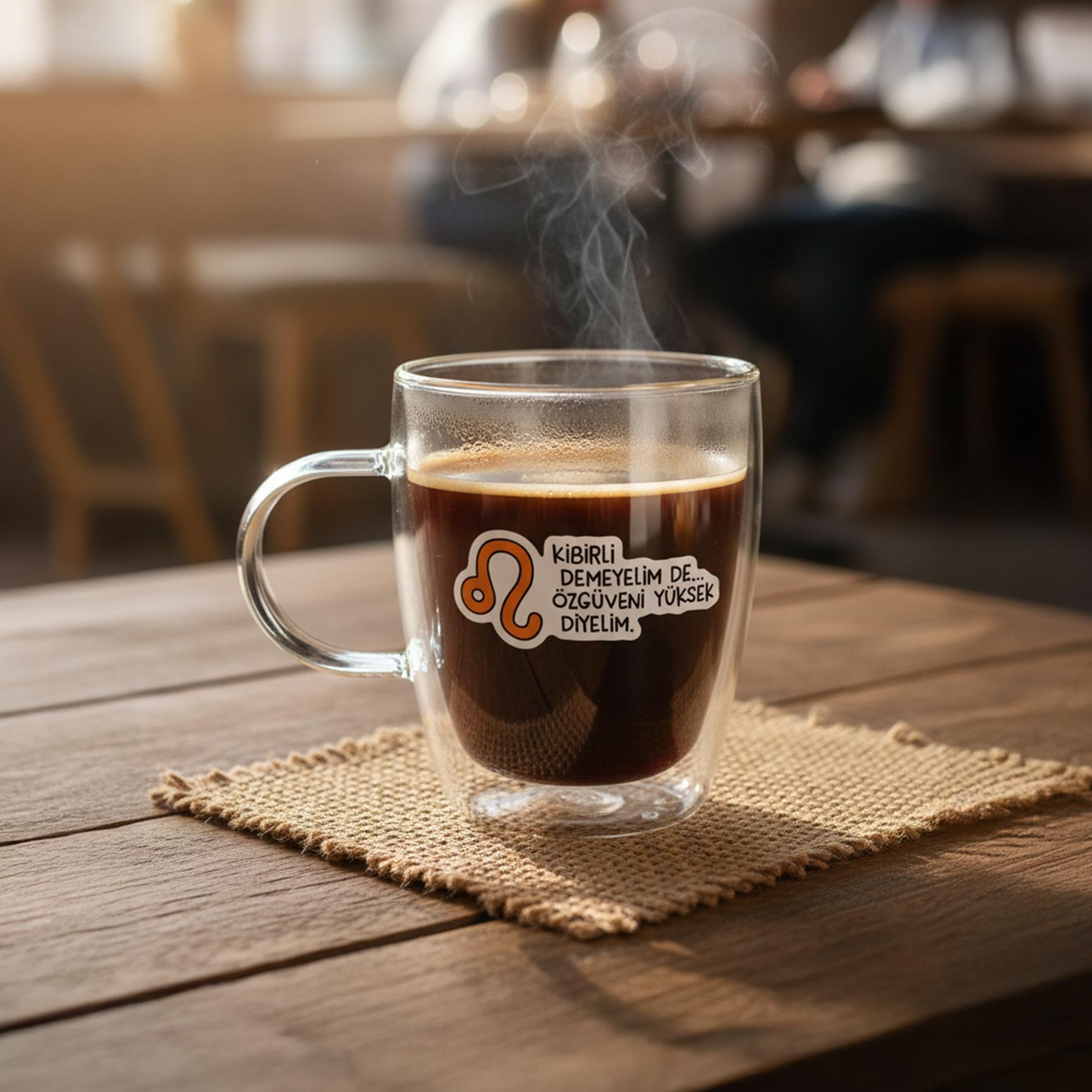 Hisli ŞeylerHisli Şeyler Aslan Burcu Cam Kupa