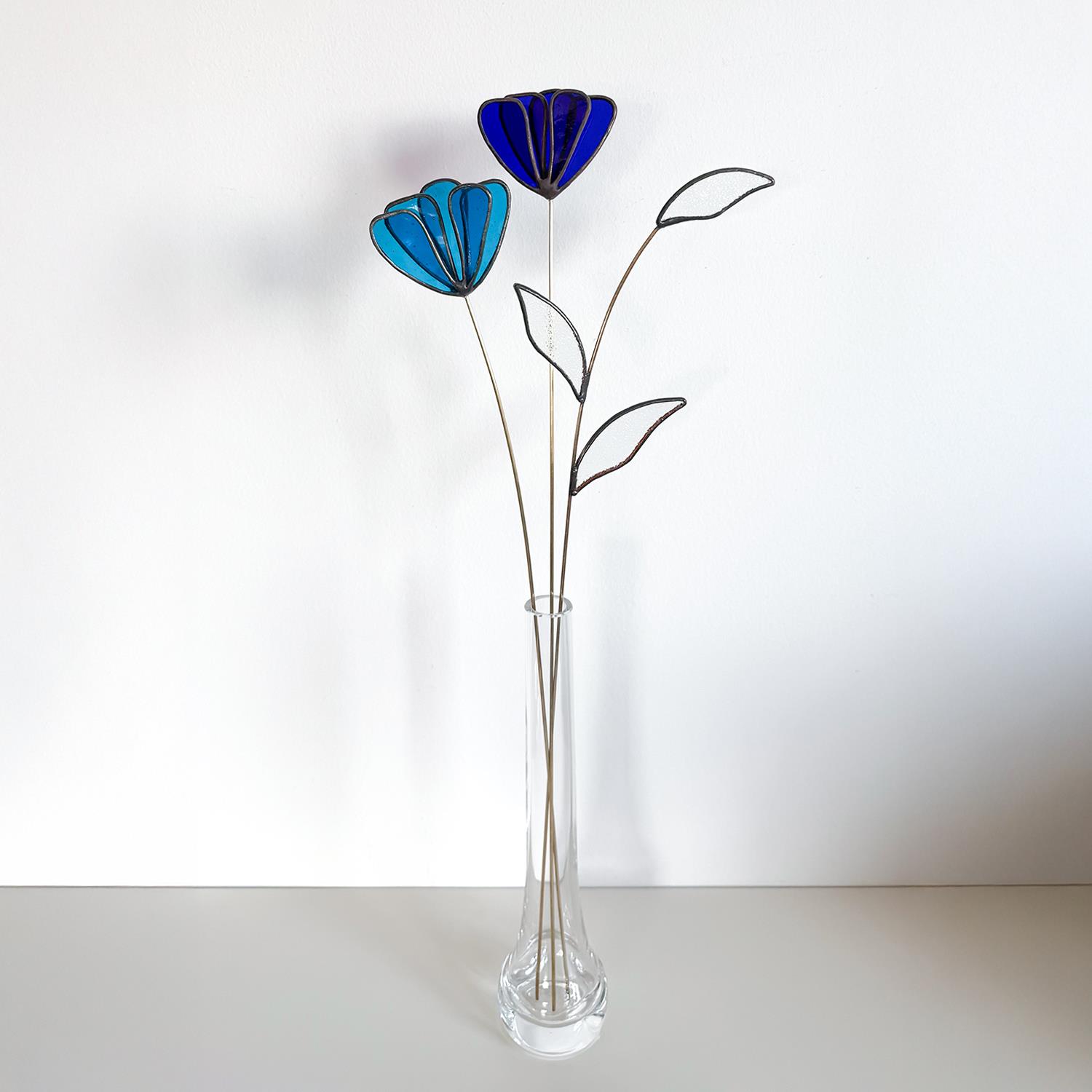 SevdiklerimizPey Atölye | Dekoratif Cam Çiçek - Mavi Gelincik