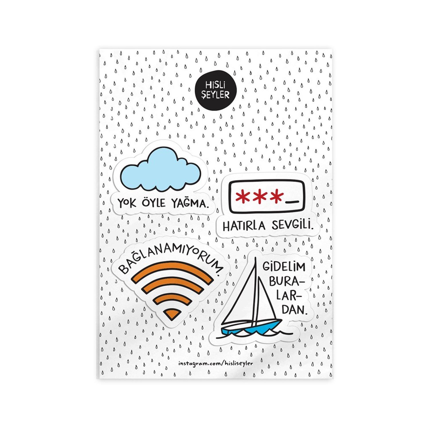 Hisli ŞeylerHisli Şeyler 4'lü Çıkartma Seti 04 Wifi