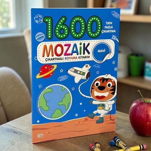 1600 Mozaik Çıkartmalı Boyama Kitabım Mavi Kitap