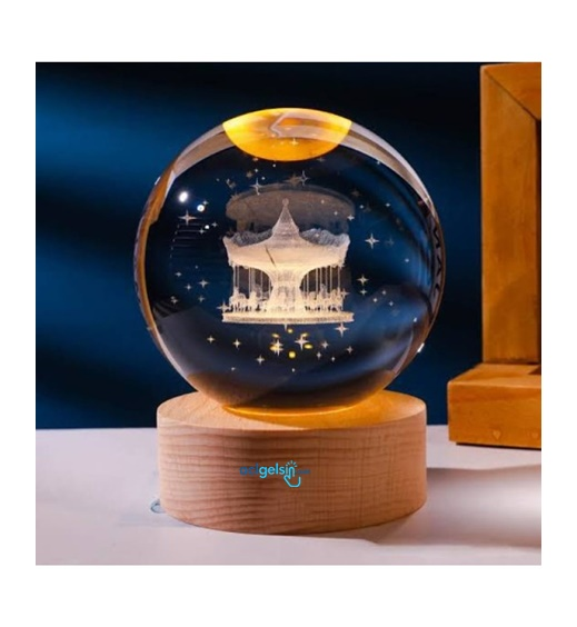 3d Atlı Karınca Işıklı Cam Küre 8 Cm