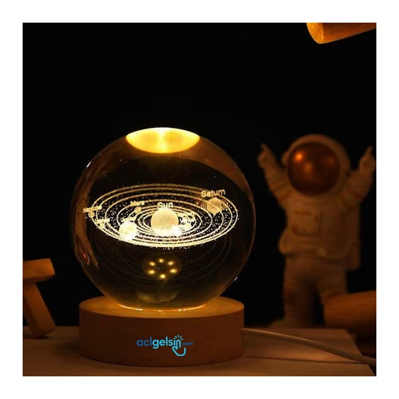 3d Galaksi Işıklı Cam Küre 8 Cm