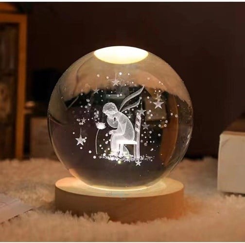 3d Küçük Prens Işıklı Cam Küre 6 Cm