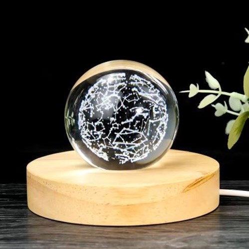 3d Yıldız Haritası Işıklı Cam Küre 6 Cm