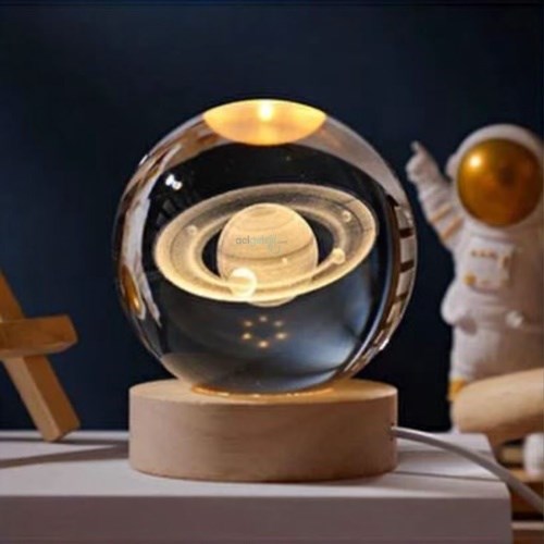 3d Yörünge Işıklı Cam Küre 8 Cm
