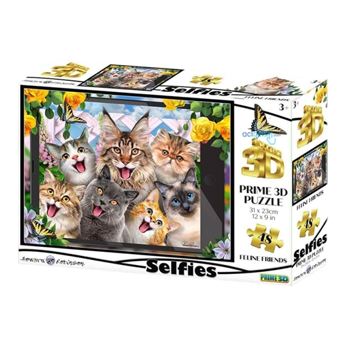 48 Parça 3d Puzzle: Sevimli Kediler Selfie
