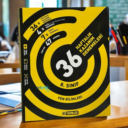 8.sınıf Fen Bilimleri 36 Haftalık Kazanım Denemeleri Hız Yayınları