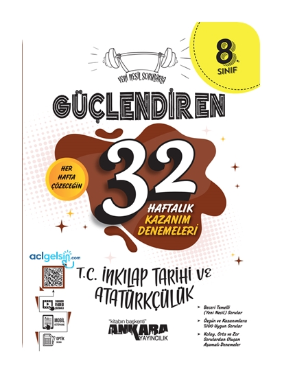 8.sınıf Lgs T.c İnkılap Tarihi Ve Atatürkçülük Güçlendiren 32 Haftalık Kazanım Denemeleri Ankara Yayınları