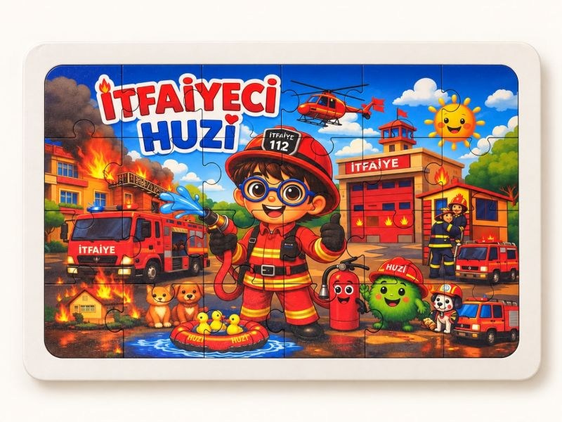İtfaiyeci Huzi - 24 Parça Ahşap Puzzle