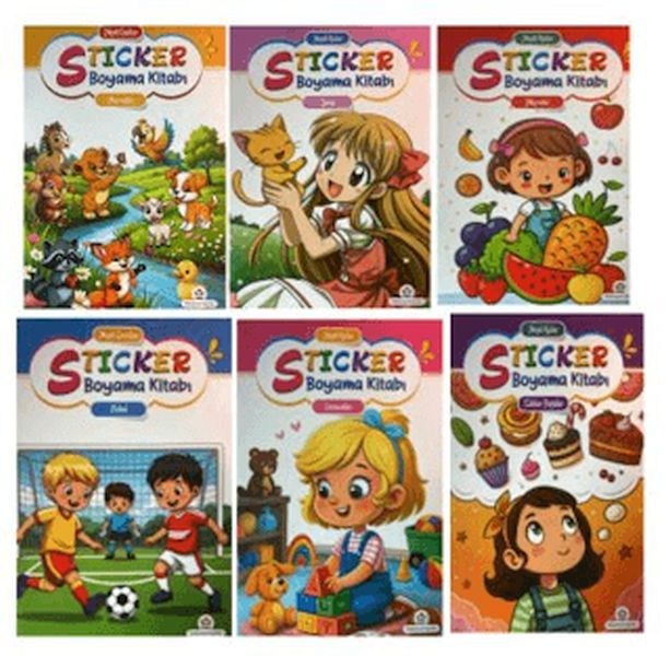 Neşeli Boyama Kitabı Sticker (6 Kitap Set)