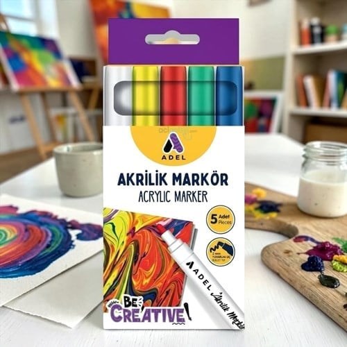 Adel Akrilik Marker Ana Renkler 5li