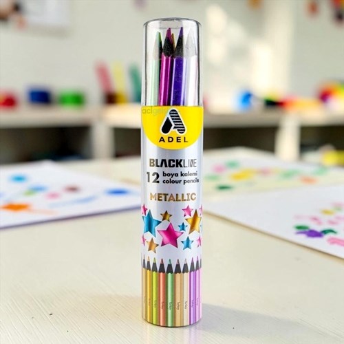 Adel Black Line Metalik Kuru Boya 12li Tüp