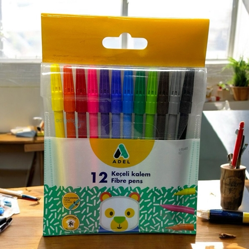 Adel Fibre Pens Keçeli Kalem 12 Renk