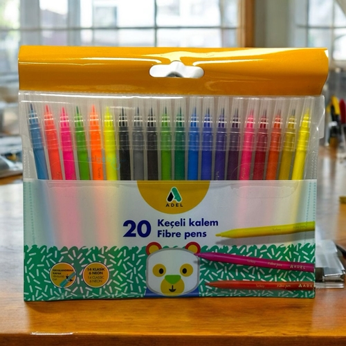 Adel Fibre Pens Keçeli Kalem 20 Renk