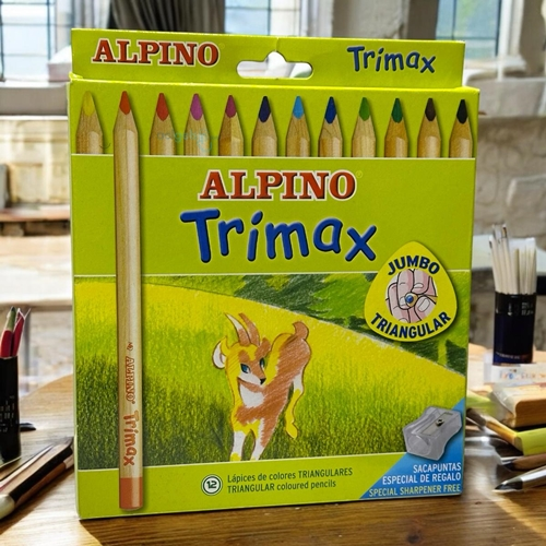 Alpino Trimax Üçgen Jumbo Kuru Boya Kalemi 12 Renk