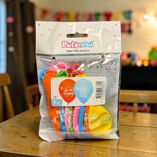 Balonevi Doğum Günü Baskılı Balon 9'lu 12 İnç