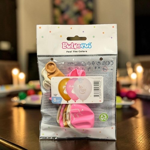 Balonevi Kuğu Baskılı Balon 8'li 12 İnç