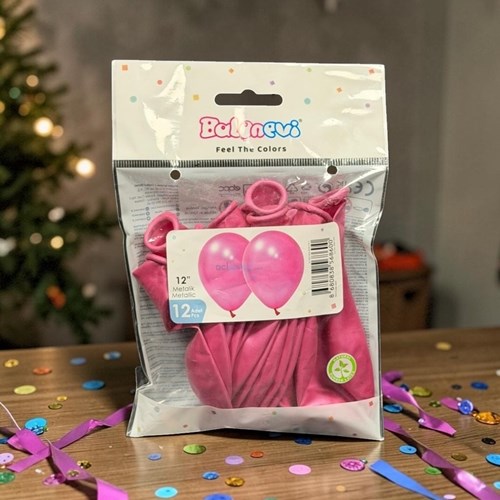 Balonevi Metalik Fuşya Balon 12'li 12 İnç