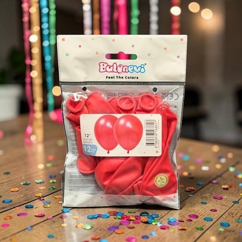 Balonevi Metalik Kırmızı Balon 12'li 12 İnç