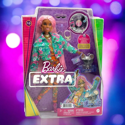 Barbie Extra Pembe Örgü Saçlı Bebek Gxf09