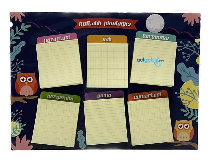 Baykuş Yapışkanlı Not Kağıdı Haftalık Planlayıcı Bh-3723