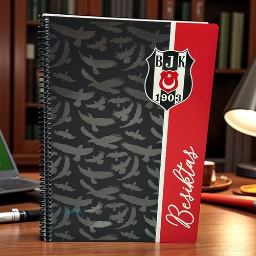 Beşiktaş Sipiralli Sert Kapak 72 Yaprak A4 Kareli Defter