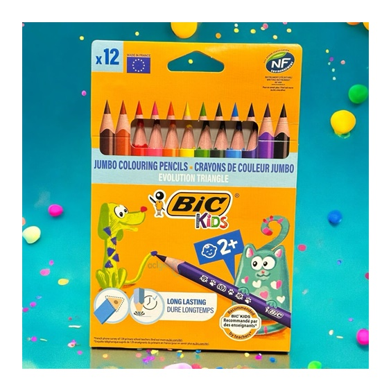 Bic Evolution Üçgen Jumbo Kuruboya 12 Renk